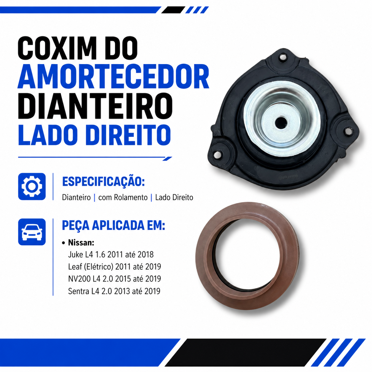 Coxim Amortecedor C/ Rolamento Lado Direito P/ Nissan Leaf - Imagem 2