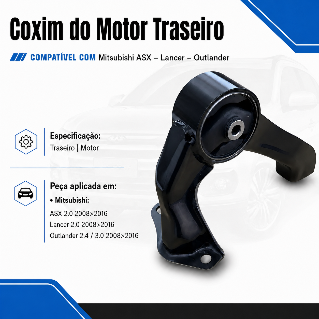 Coxim Calco Motor Traseiro Mitsubishi Lancer Asx 2011 A 2017 - Imagem 2