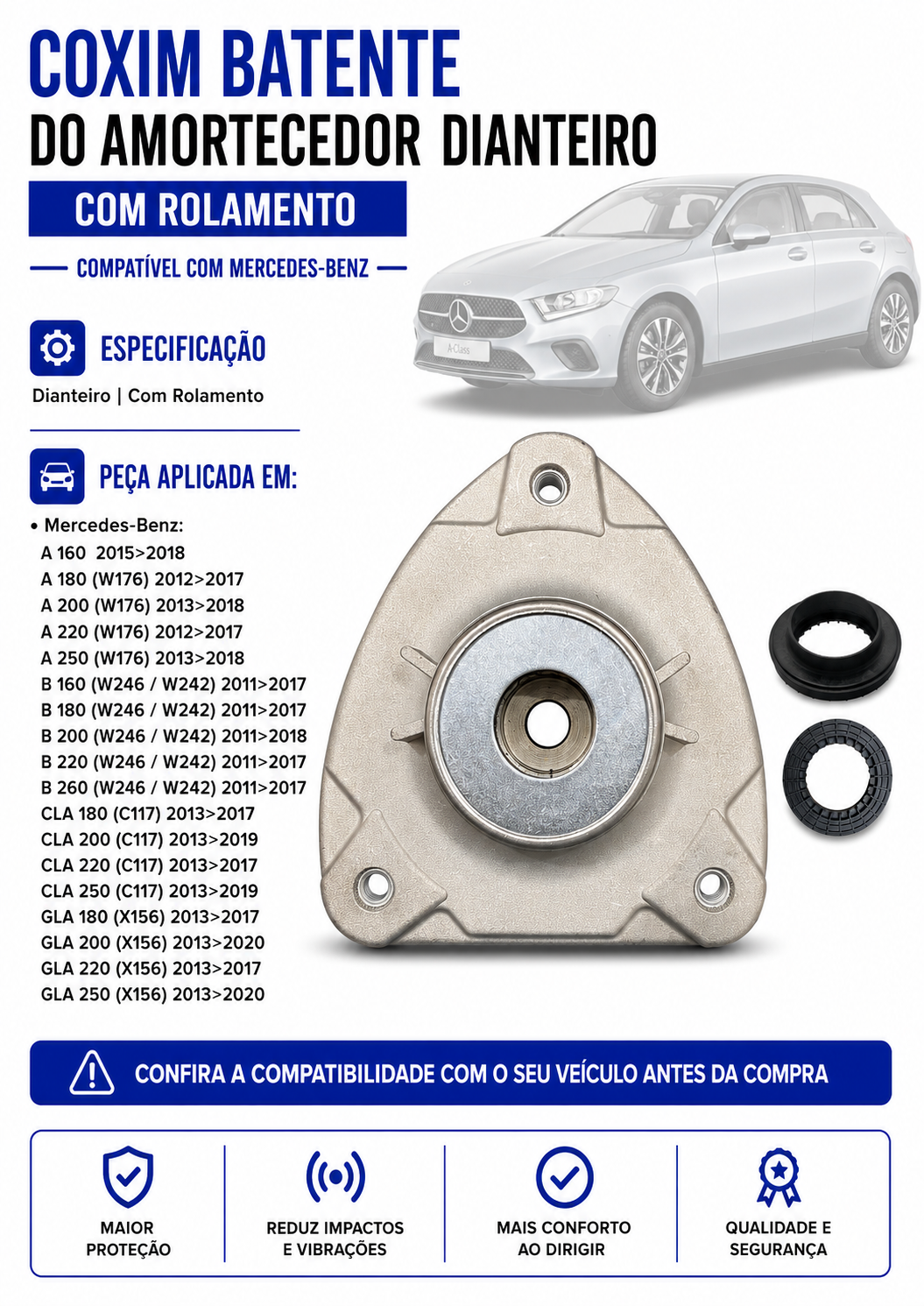 Coxim Rolamento Amortecedor Dianteiro Gla200 2013 2014 2015 - Imagem 2