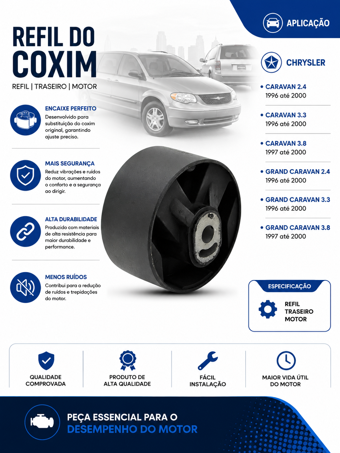 Refil Do Coxim Do Motor Chrysler Grand Caravan - Imagem 2