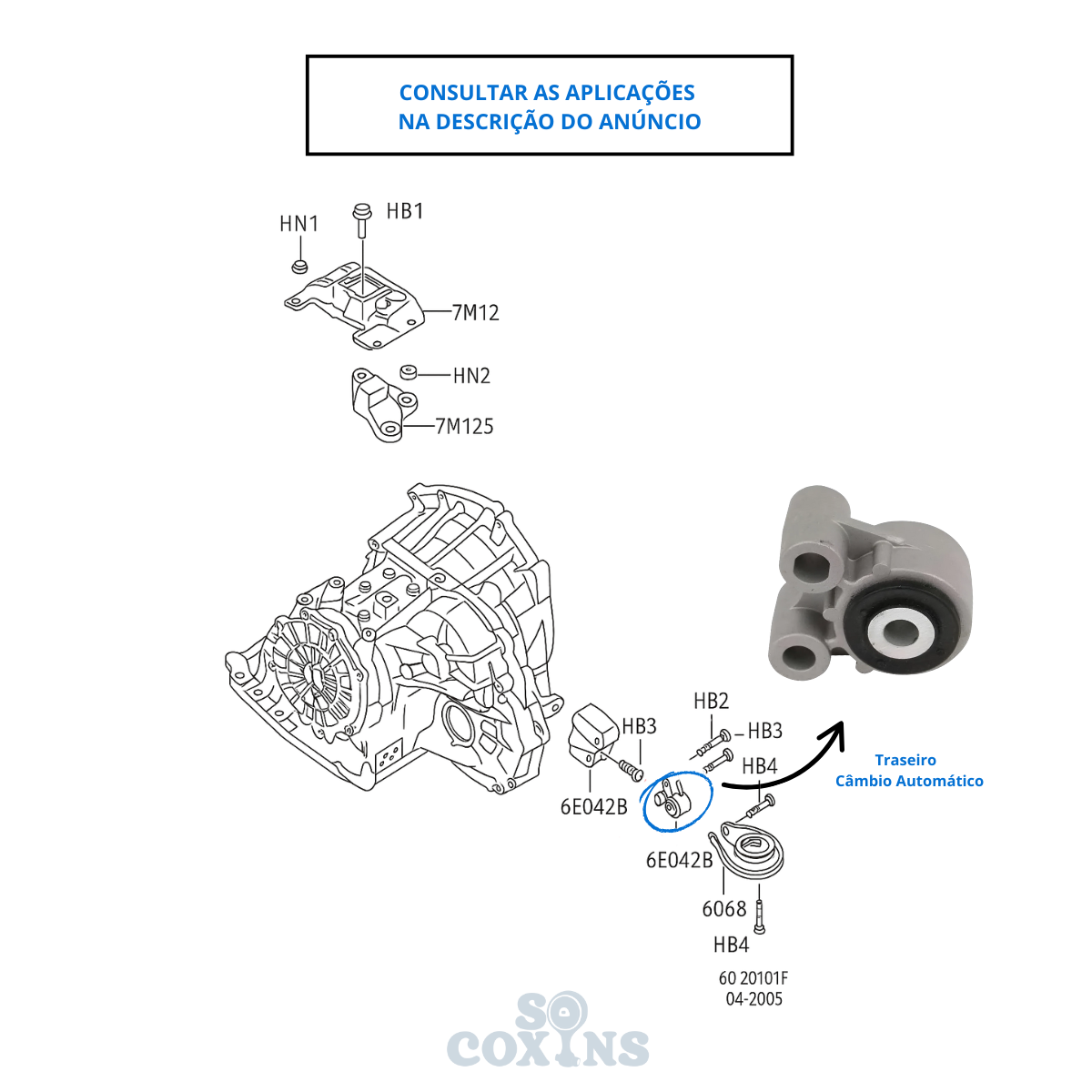 Coxim Traseiro Do Câmbio Ford Focus - Imagem 2